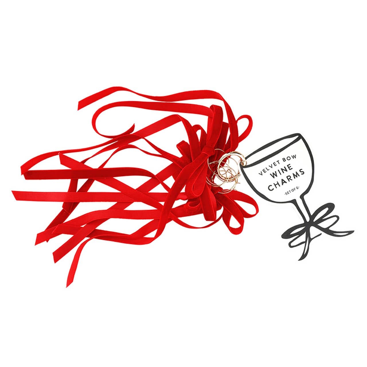 Red Velvet Bow Wine Charm | Set of 6
