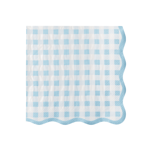 Sky Blue Gingham Dinner Napkins | 20 Count - Porcupine Paper Co.