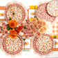Autumn floral dinner plates with colorful fall leaf and flower patterns from Gatherings by Curated Paperie