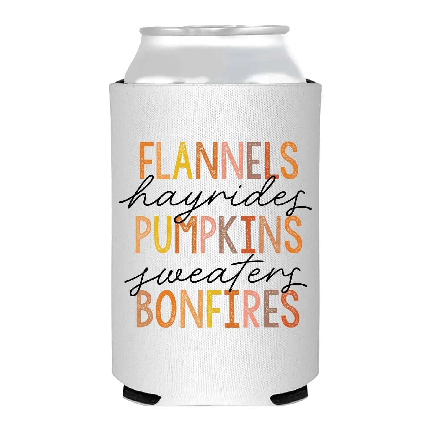 Fall Flannels Hayrides Pumpkins Can Cooler - Porcupine Paper Co.