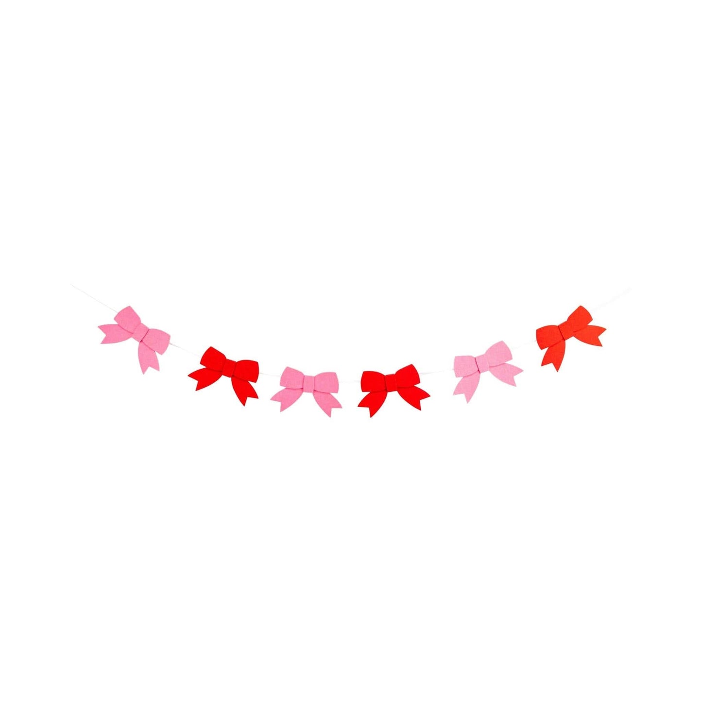 Pink and red felt bow banner for Valentine’s Day, featuring multiple bows on a string, by My Mind’s Eye.