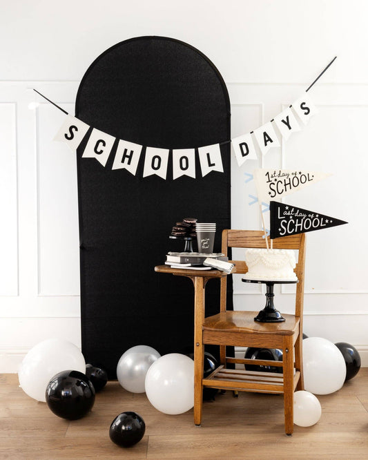 School Days felt banner by My Mind’s Eye, 6 ft. long, featuring colorful felt letters and school-themed decorations.