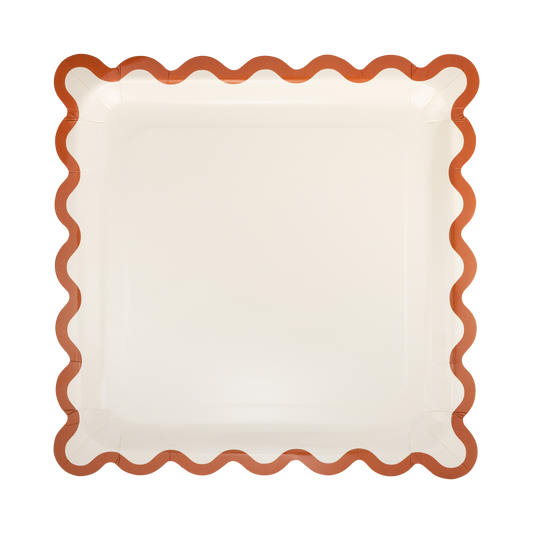 Rust Ric Rac Paper Plates 10" | Set of 8