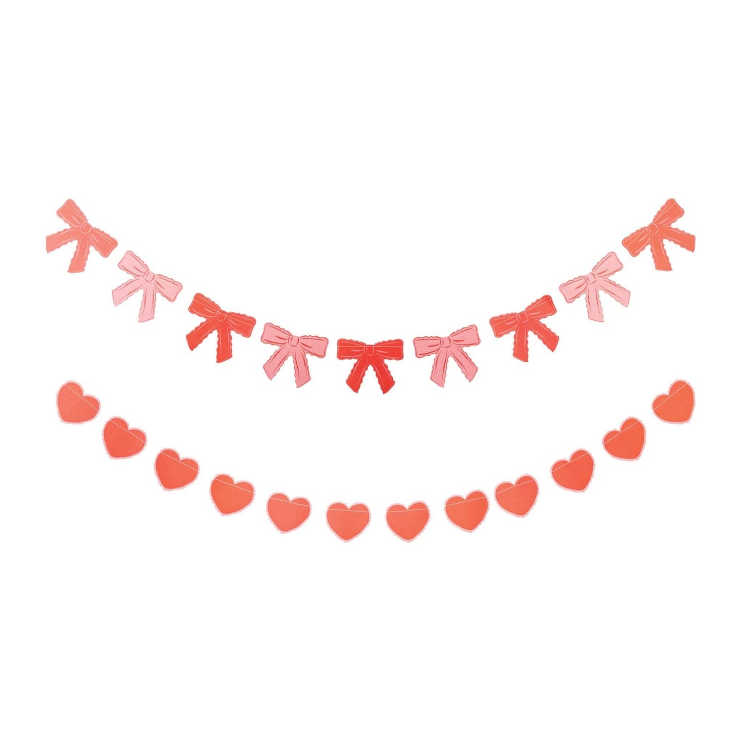 My Mind’s Eye Bow and Heart banner set with colorful paper banners and string for celebration or party decoration.