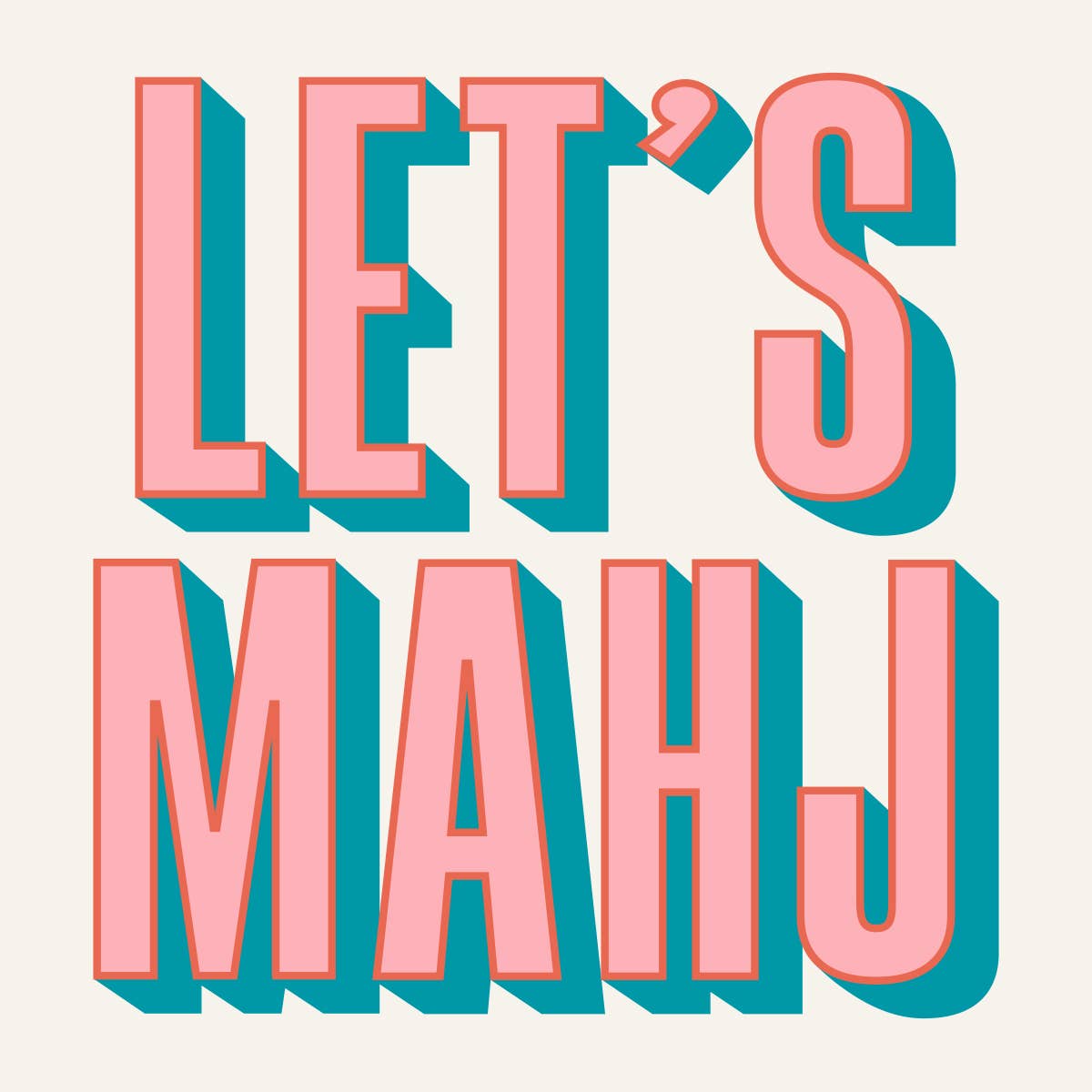 Mahjong cocktail napkin featuring a fun, colorful design with the Let's Mahj logo, ideal for game night or party use.