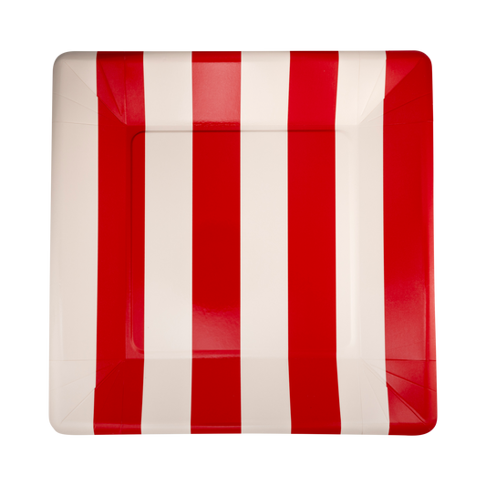 Red and Pink Striped 11" Plate | 8 count