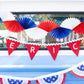 My Mind’s Eye America Felt Pennant Banner with red, white, and blue felt pennants for patriotic decoration and celebrations.