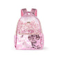Pink bows and confetti print Packed Party backpack with adjustable straps and zipper closure, perfect for stylish everyday use.