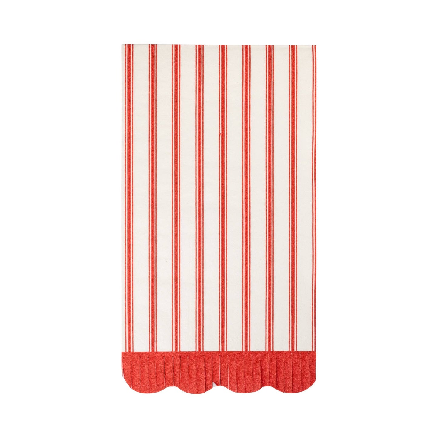 Red striped dinner napkin by My Mind’s Eye with bold red and white stripes, perfect for elegant table settings.