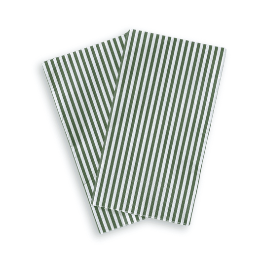 Green & White Stripe Guest Napkins | 24 count