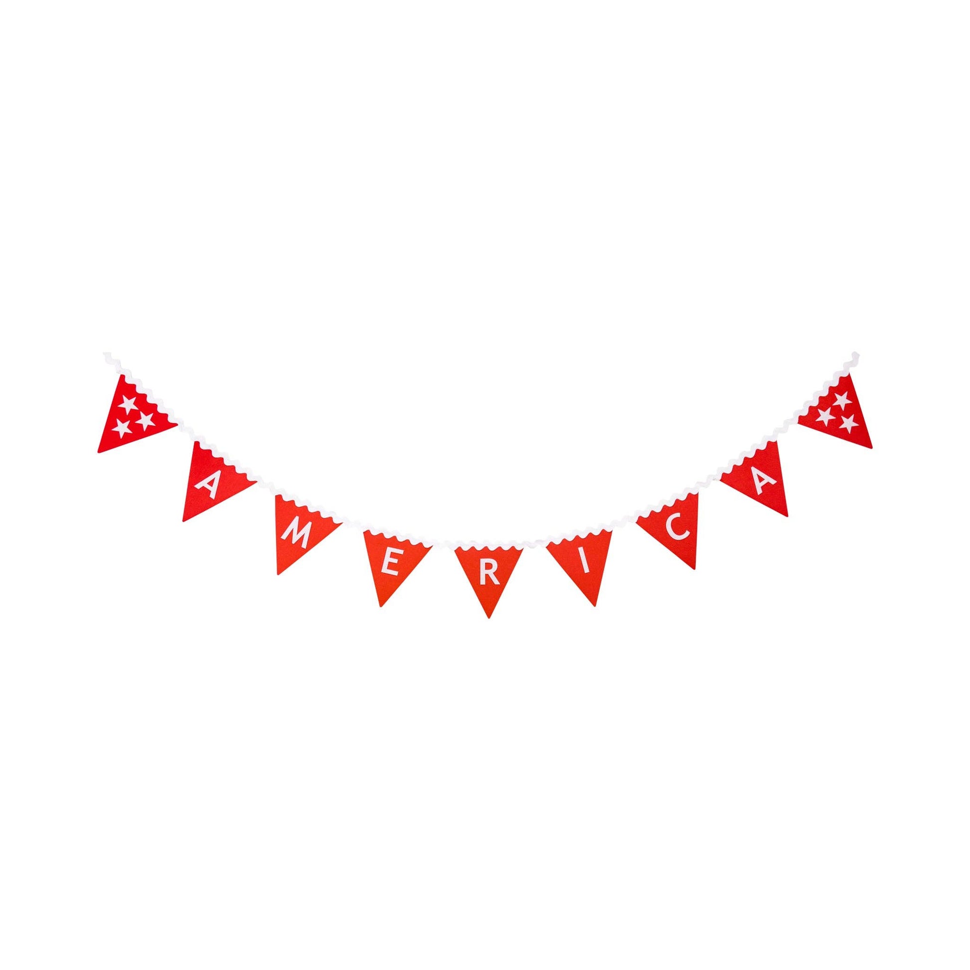 My Mind’s Eye America Felt Pennant Banner with red, white, and blue felt pennants for patriotic decoration.