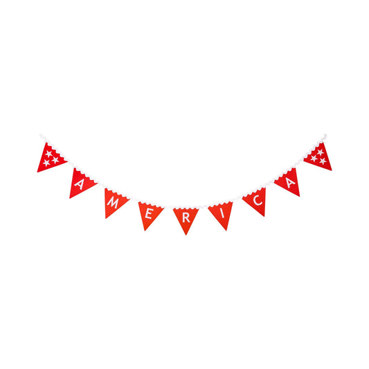 My Mind’s Eye America Felt Pennant Banner with red, white, and blue felt pennants for patriotic decoration.