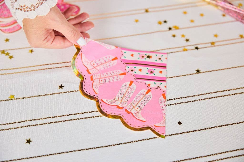 Boot Scoot Blooms Diecut Dessert Napkin Set - Porcupine Paper Co.