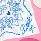 White bridal hair scarf with delicate floral lace details, styled in soft waves for a romantic wedding look by xo, Fetti.