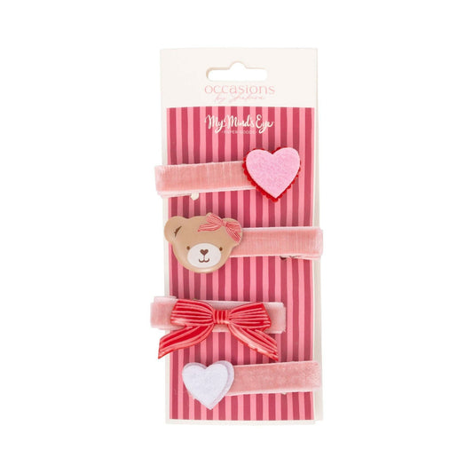Beary Loved Valentine Hair Clips | Pack of 4