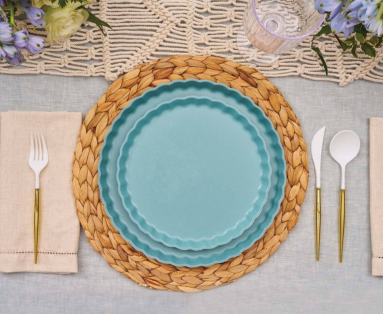 Bella Disposable Plastic Cutlery Set – White & Gold | 24-Piece Set - Porcupine Paper Co.