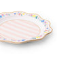 Set of 8 elegant floral dinner plates by Bonjour Fête, 11-inch ceramic plates with colorful floral pattern for special occasions.