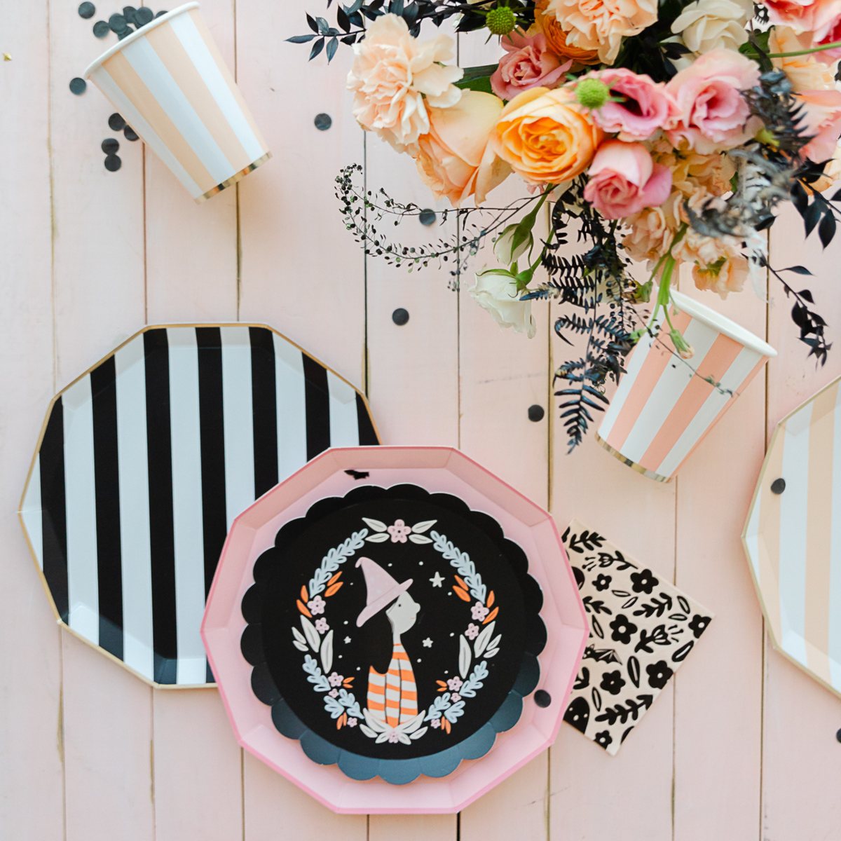 Black Cabana Stripe Dinner Plates | Set of 8