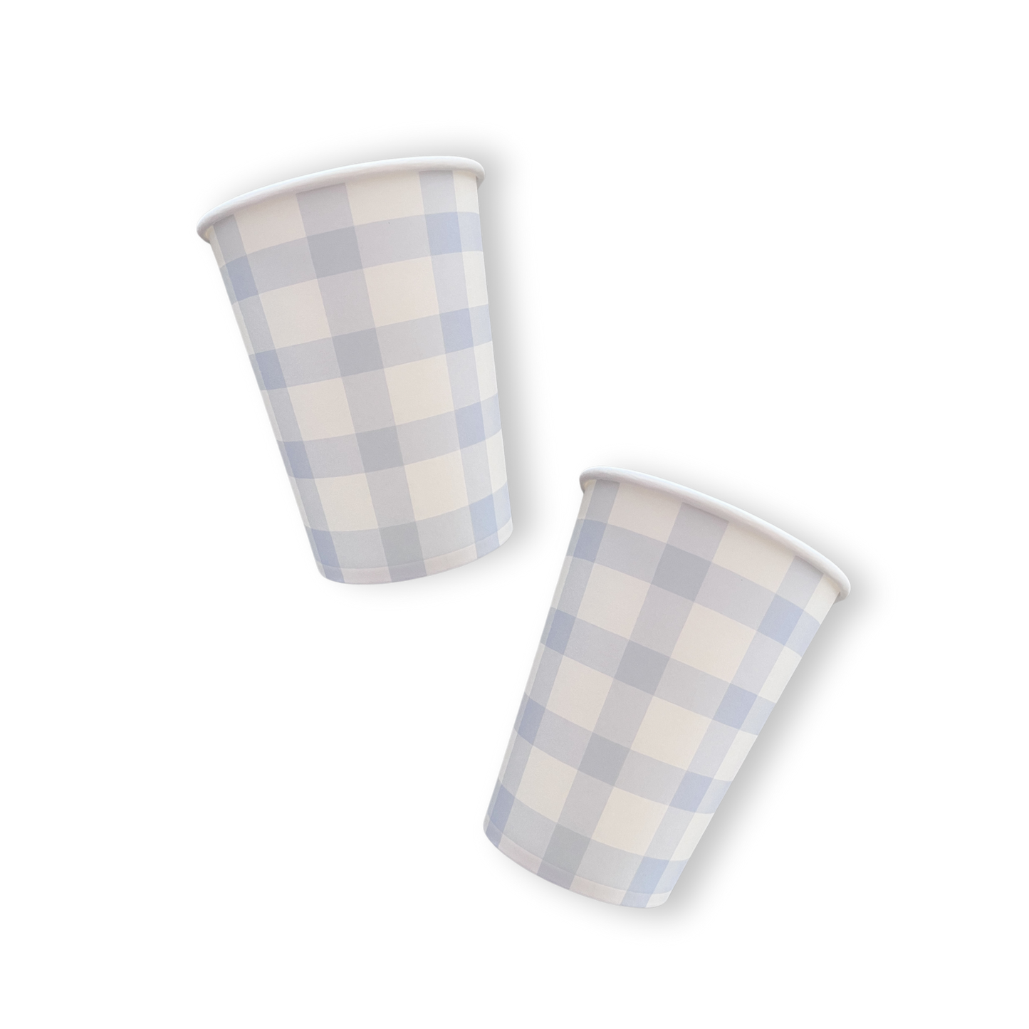 Baby Blue Gingham Cups  | 8 count
