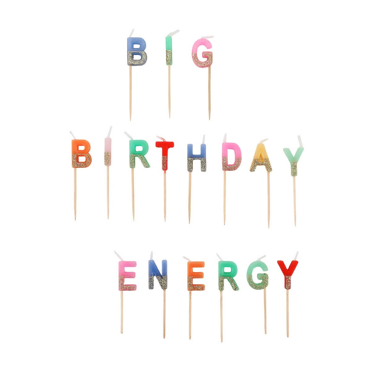 Big Birthday Energy Glitter Birthday Candles Set - Porcupine Paper Co.