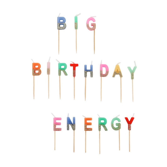 Big Birthday Energy Glitter Birthday Candles Set - Porcupine Paper Co.