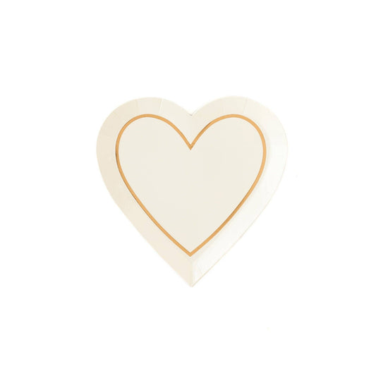 Gold Foil Heart Dessert Plates - 7" | Set of 8