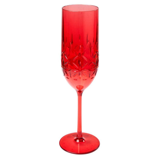 Red Shatterproof Champagne Glasses | Set of 4