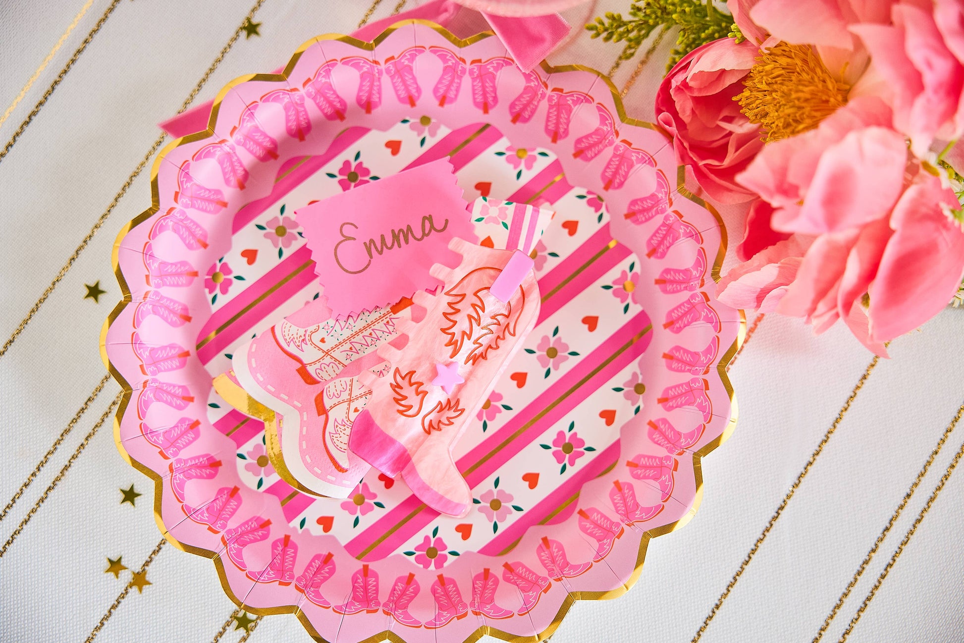 Boot Scoot Blooms Dinner Plate Set - Porcupine Paper Co.
