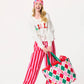 Shiraleah FA LA LA slippers in small/medium size featuring cozy fabric and festive holiday design for comfortable wear.