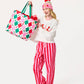 Shiraleah FA LA LA slippers in large/extra-large size with festive red and white pattern, cozy and comfortable for winter.