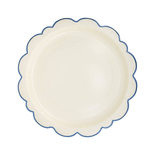 Pembroke Cream with Blue Edge 12" Paper Plate | Pack of 8